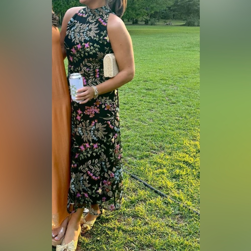 Sam Edelman Women’s High-Neck Embroidered Maxi Dress